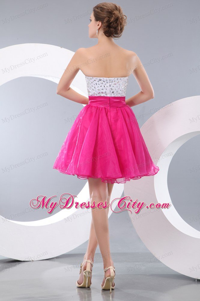 2013 Hot Pink A-line Beading Short Prom Homecoming Dress