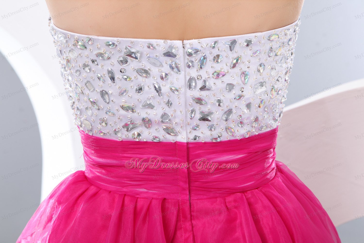 2013 Hot Pink A-line Beading Short Prom Homecoming Dress