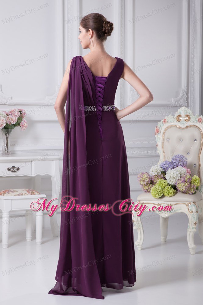 2013 V-neck Watteau Train Dark Purple Dress For Prom in Party