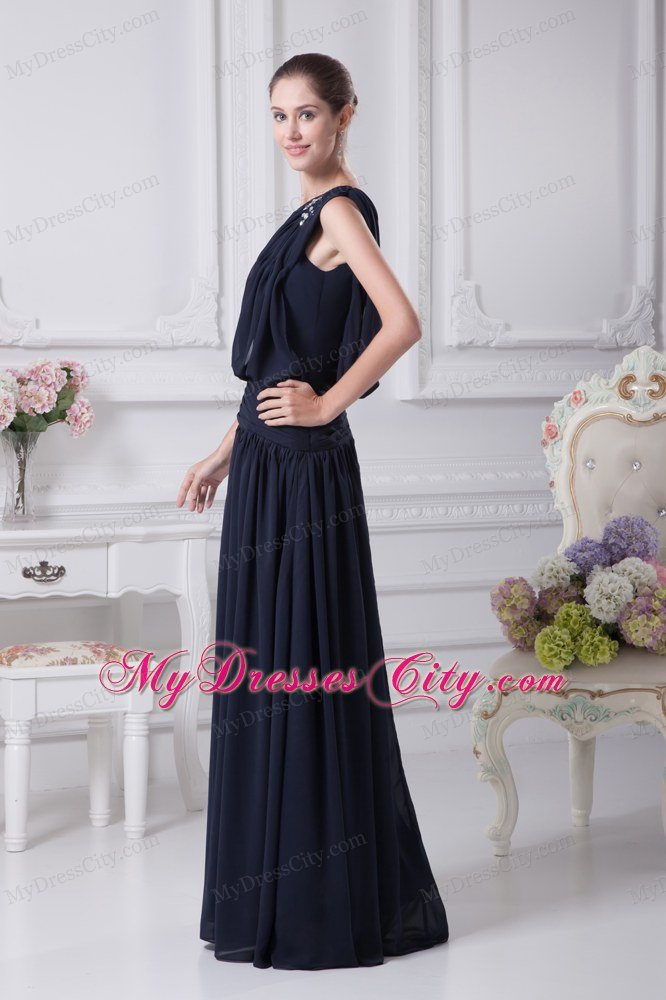 Black One Shoulder Ruches Appliques Prom Formal Dress in 2013