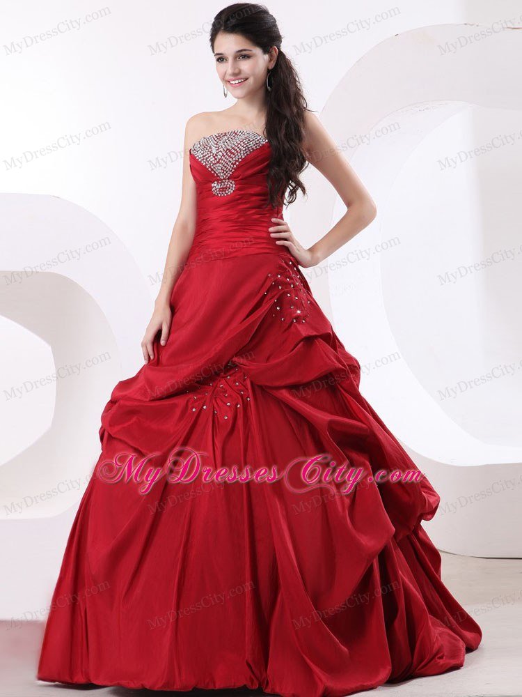 Strapless A-line Quinceanera Dress with Beadings and Ruffles