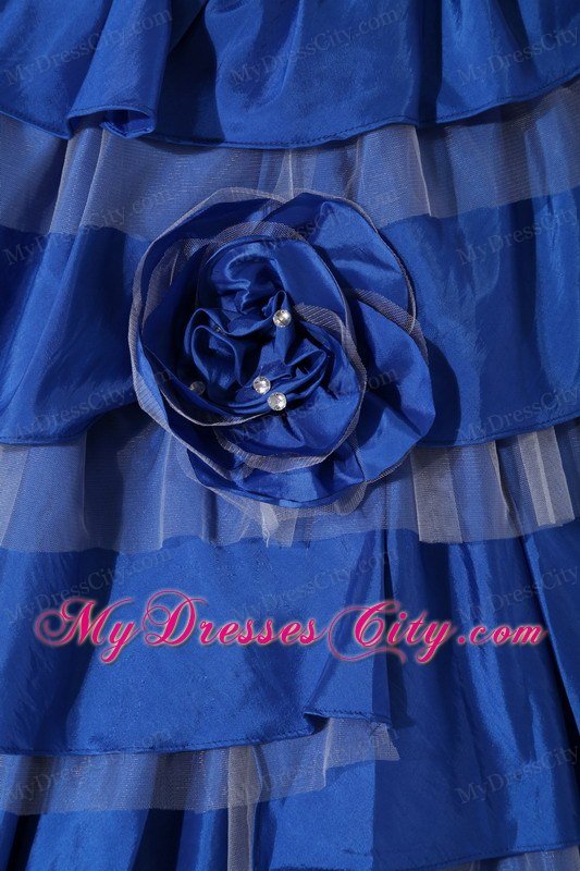 Blue Embroidery Taffeta Quinceanera Dress for Girls