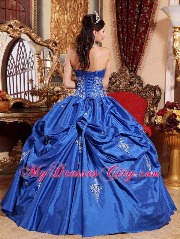 Appliqued Strapless Blue Quinceanera Party Dress