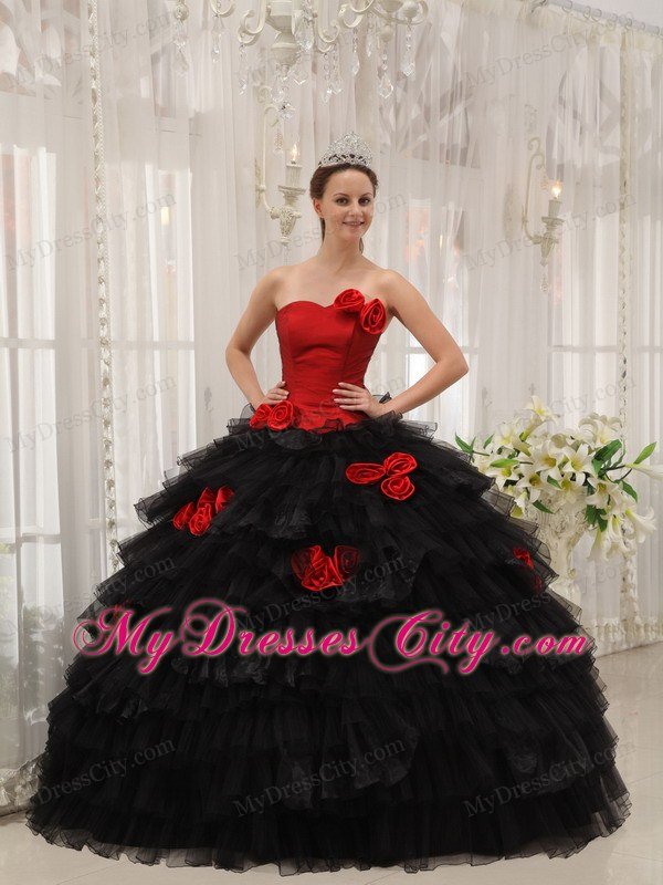 Red and Black Halter Top Ruffled Dress for Quince