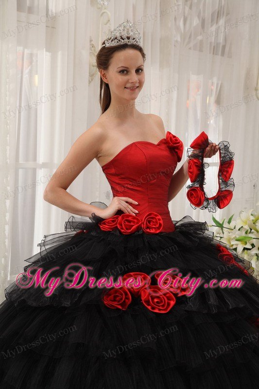 Red and Black Halter Top Ruffled Dress for Quince