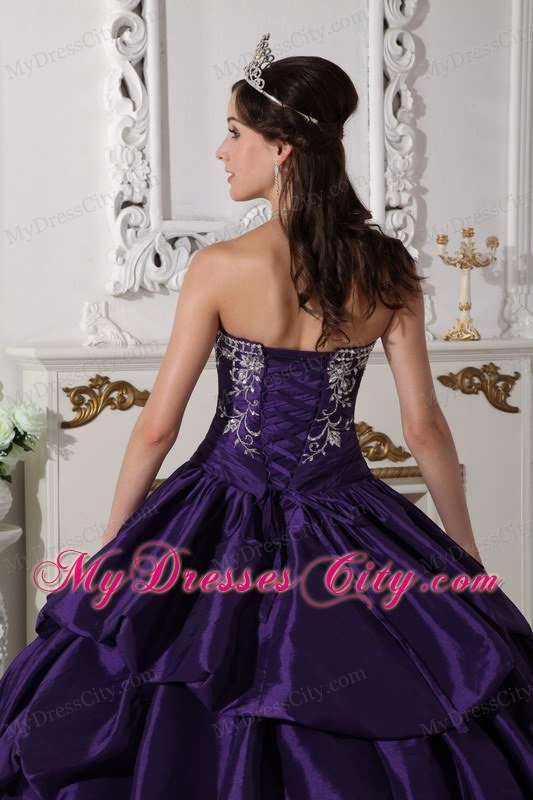 Purple Strapless Taffeta Sweet 15 Dresses for Girls