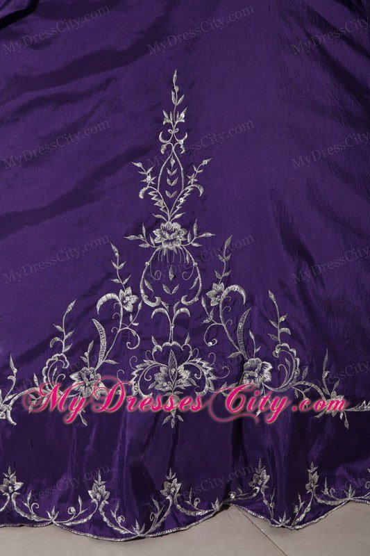 Purple Strapless Taffeta Sweet 15 Dresses for Girls