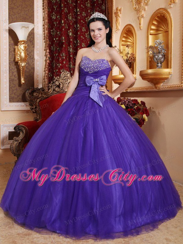 Sweetheart Beaded Sweet 16 Dresses with Bowknot