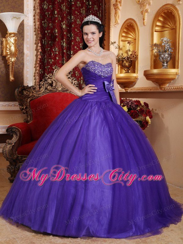 Sweetheart Beaded Sweet 16 Dresses with Bowknot