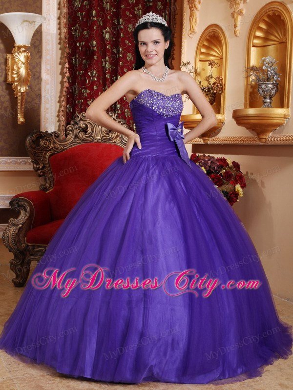 Sweetheart Beaded Sweet 16 Dresses with Bowknot