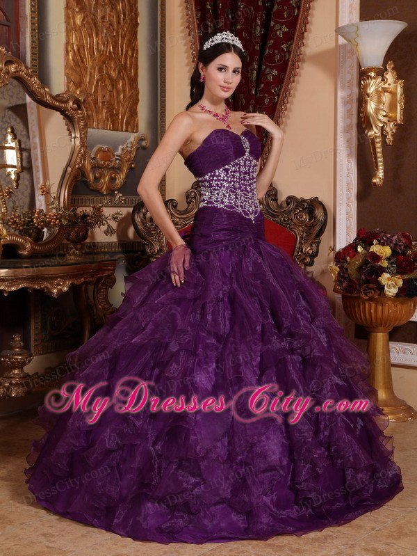 Bright A-line Sweetheart Organza Beading Dress for Sweet 15