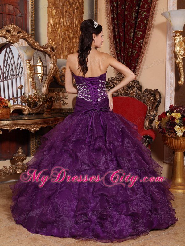 Bright A-line Sweetheart Organza Beading Dress for Sweet 15