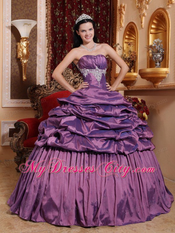 Discount Taffeta Appliques Sweet sixteen dresses with Pick-ups