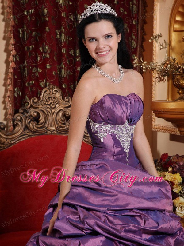 Discount Taffeta Appliques Sweet sixteen dresses with Pick-ups