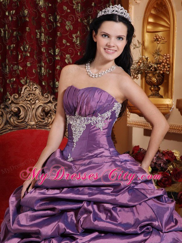 Discount Taffeta Appliques Sweet sixteen dresses with Pick-ups