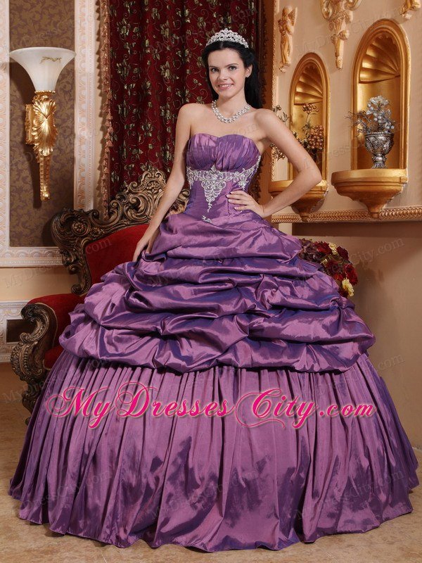 Discount Taffeta Appliques Sweet sixteen dresses with Pick-ups