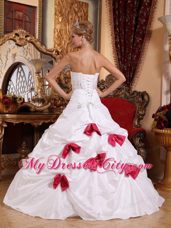 A-line Sweetheart Taffeta Beading and Bowknots Quinceanera Dress