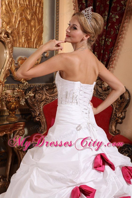 A-line Sweetheart Taffeta Beading and Bowknots Quinceanera Dress