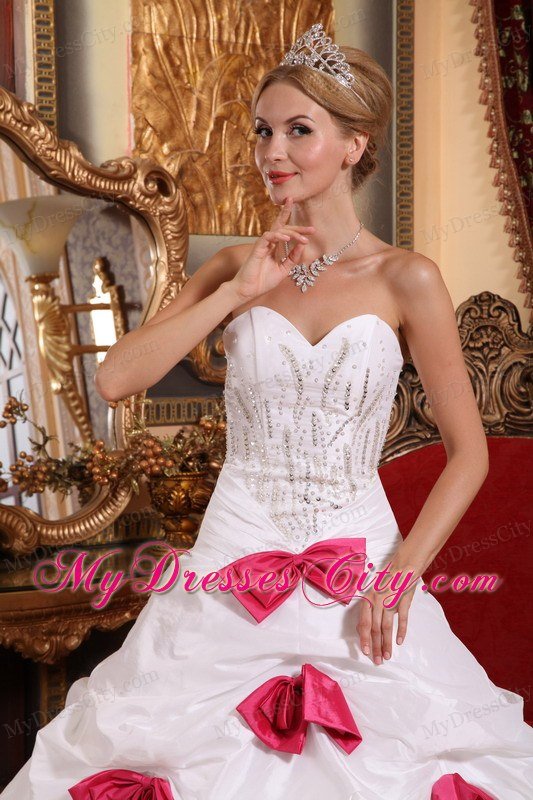 A-line Sweetheart Taffeta Beading and Bowknots Quinceanera Dress