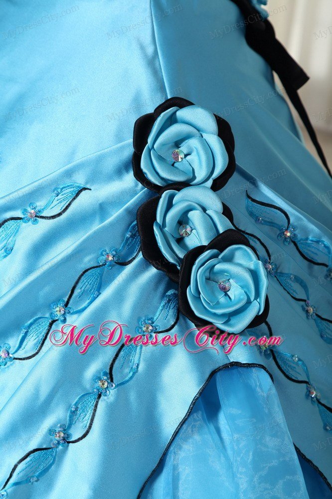 Aqua Ball Gown Strapless Beading Quinceanera Gown in Organza