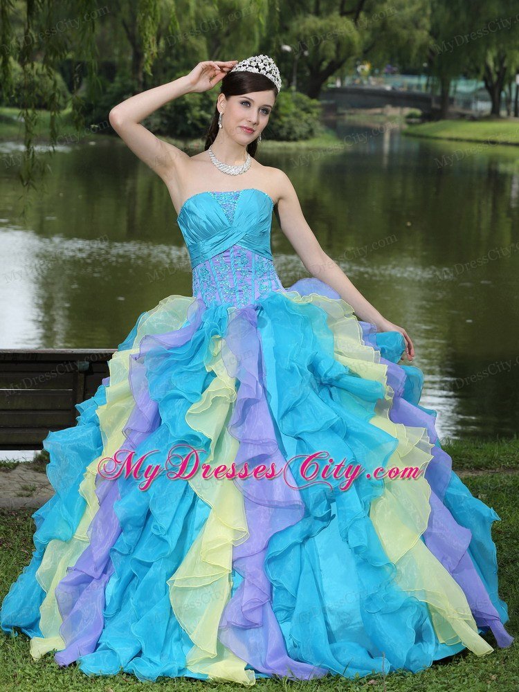 Sweet Ruffles Layered Colorful Quinceanera Dress under 250