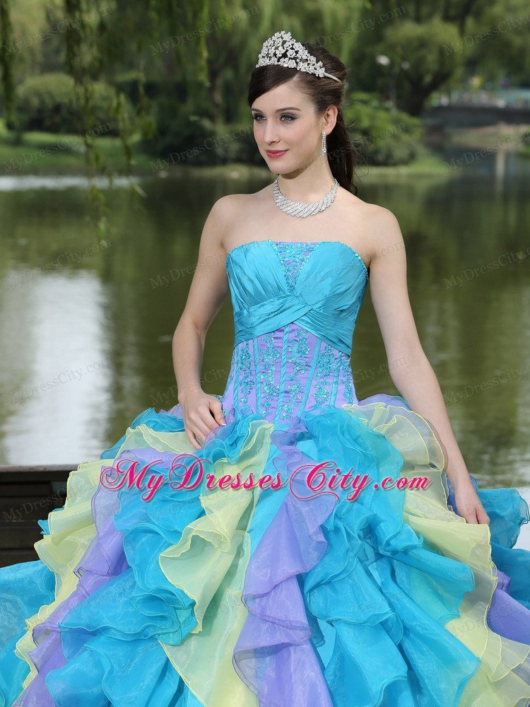 Sweet Ruffles Layered Colorful Quinceanera Dress under 250