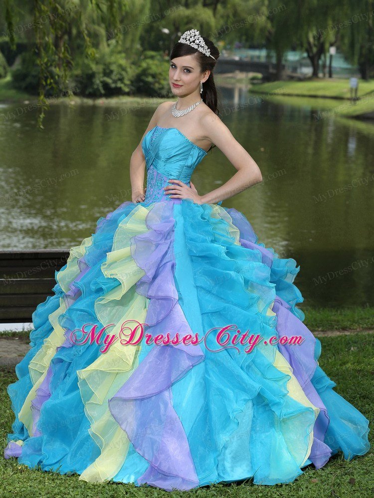 Sweet Ruffles Layered Colorful Quinceanera Dress under 250