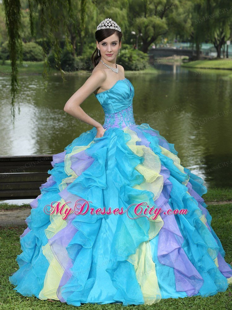 Sweet Ruffles Layered Colorful Quinceanera Dress under 250