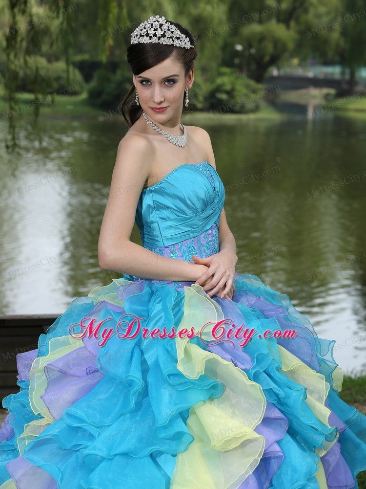 Sweet Ruffles Layered Colorful Quinceanera Dress under 250