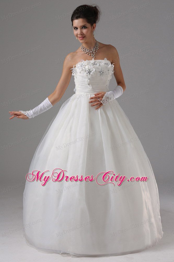 2013 Appliques Decorated Bust Strapless Ball Gown Bridal dress