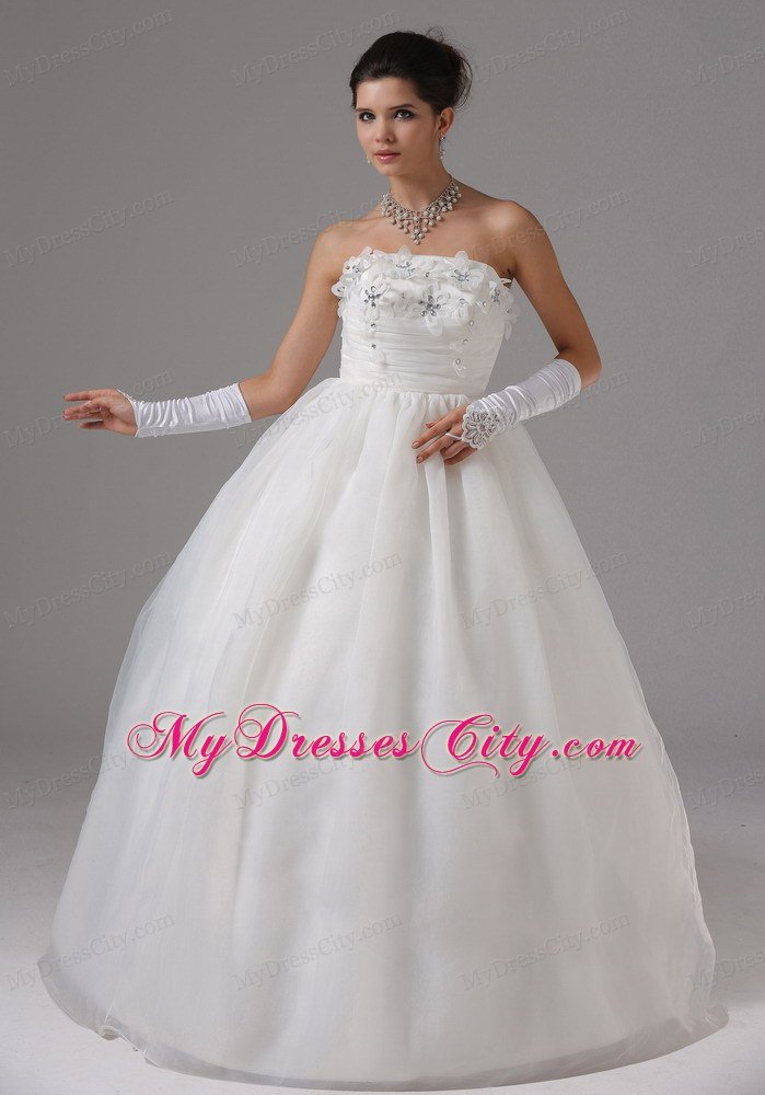 2013 Appliques Decorated Bust Strapless Ball Gown Bridal dress