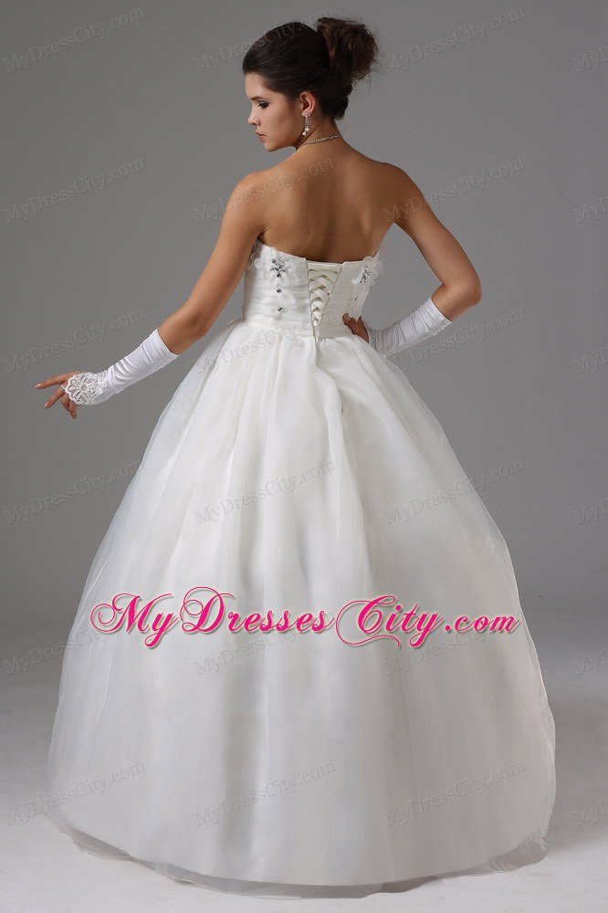 2013 Appliques Decorated Bust Strapless Ball Gown Bridal dress