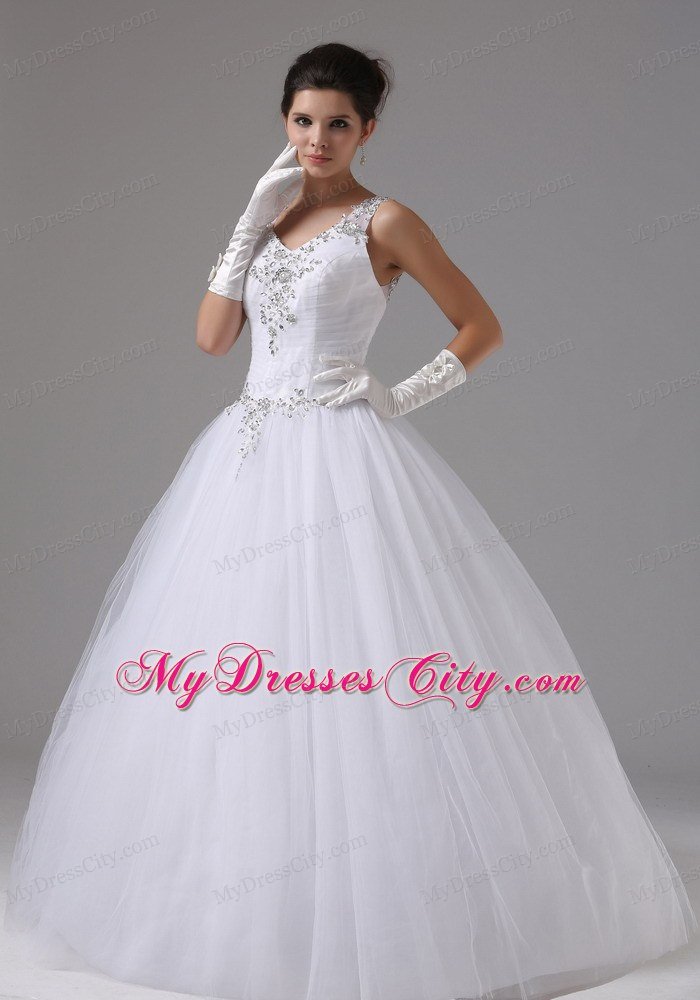 Straps Appliques Decorated Shoulder and Waist Wedding Dress