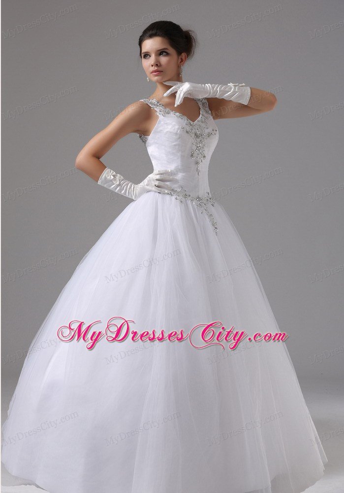 Straps Appliques Decorated Shoulder and Waist Wedding Dress