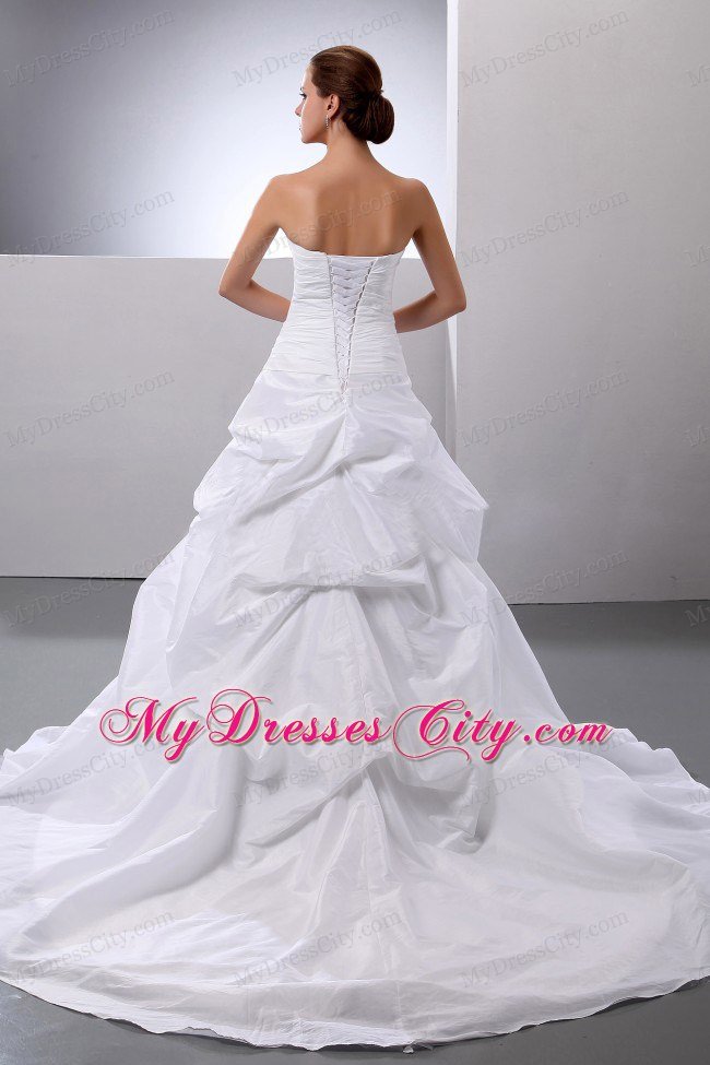 Ivory Princess Appliques and Pick-ups Lace-up Wedding Dress