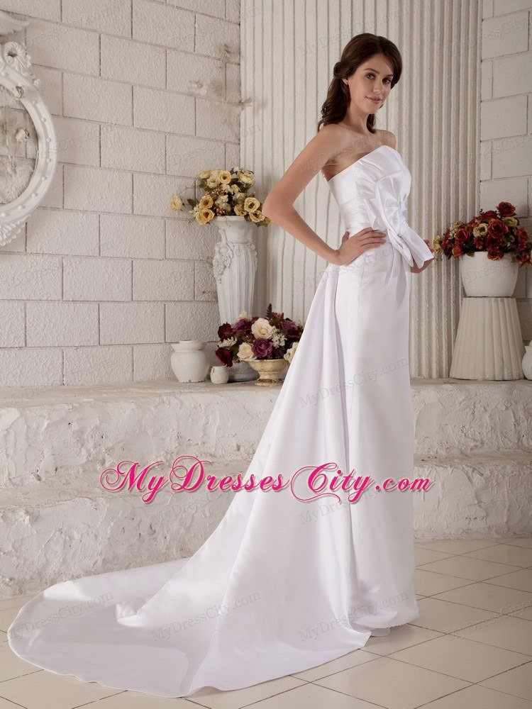 Princess Strapless Court Train Beading and Bowknot Bridal Gown