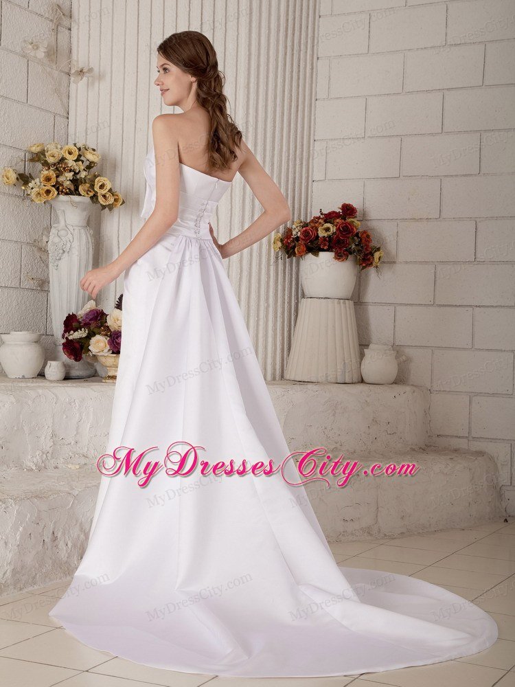 Princess Strapless Court Train Beading and Bowknot Bridal Gown