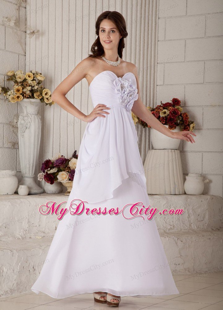 New Empire Sweetheart Floor-length Beaded Flower wedding Gown