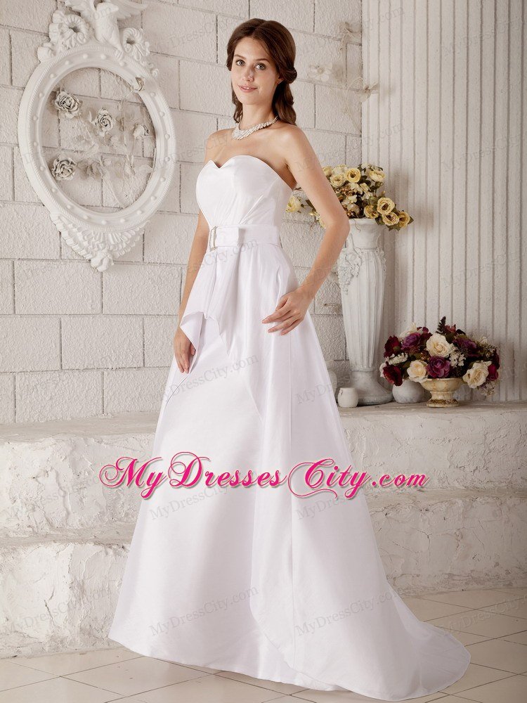 Cute Princess Sweetheart Brush Train Taffeta Belt Bridal dress