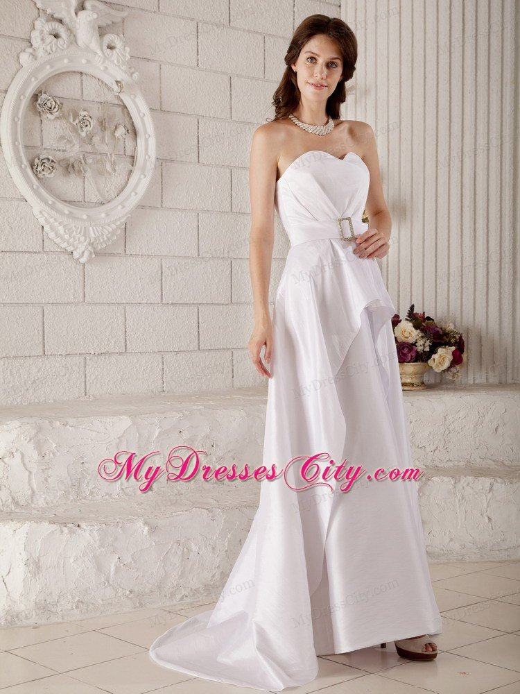 Cute Princess Sweetheart Brush Train Taffeta Belt Bridal dress