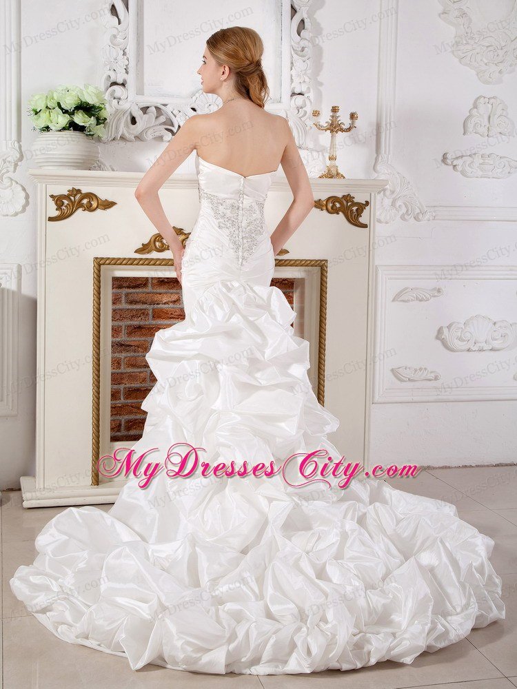 Perfect Mermaid Strapless Court Train Appliques Wedding Dress