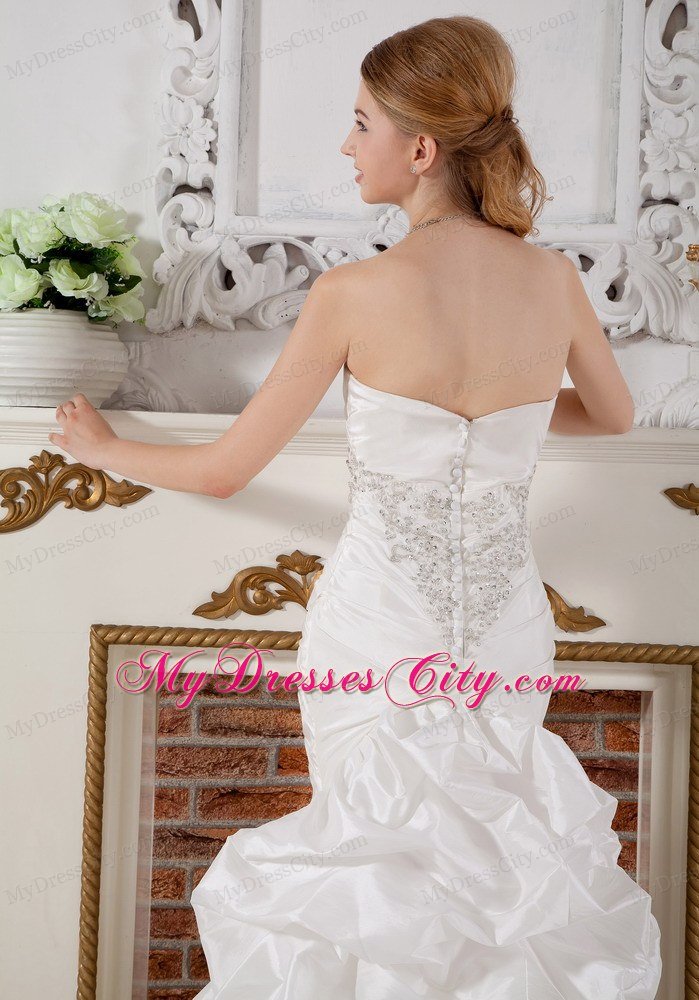 Perfect Mermaid Strapless Court Train Appliques Wedding Dress