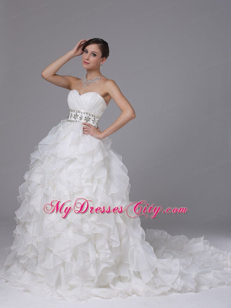 Gorgeous Wedding Dress with Beading Decorated Waist and Layers