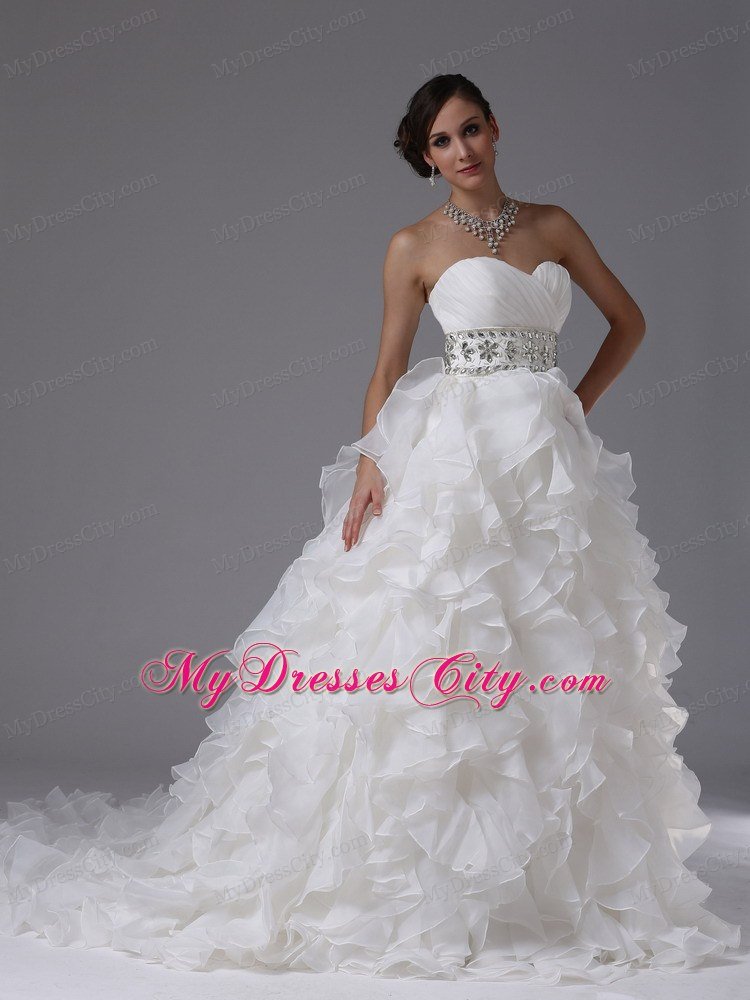 Gorgeous Wedding Dress with Beading Decorated Waist and Layers