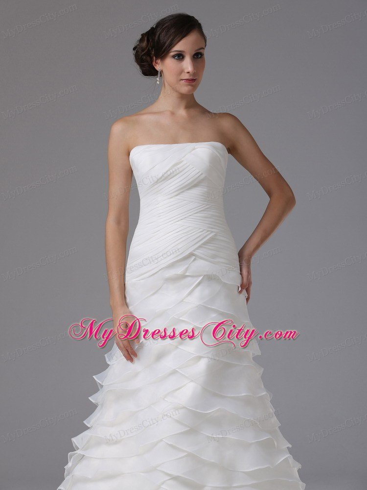 A-line Wedding Dress with Ruffled Layers and Ruched Bodice