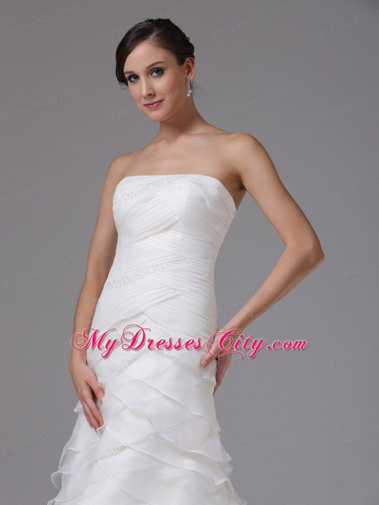 A-line Wedding Dress with Ruffled Layers and Ruched Bodice