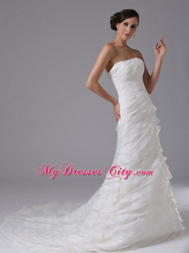 A-line Wedding Dress with Ruffled Layers and Ruched Bodice