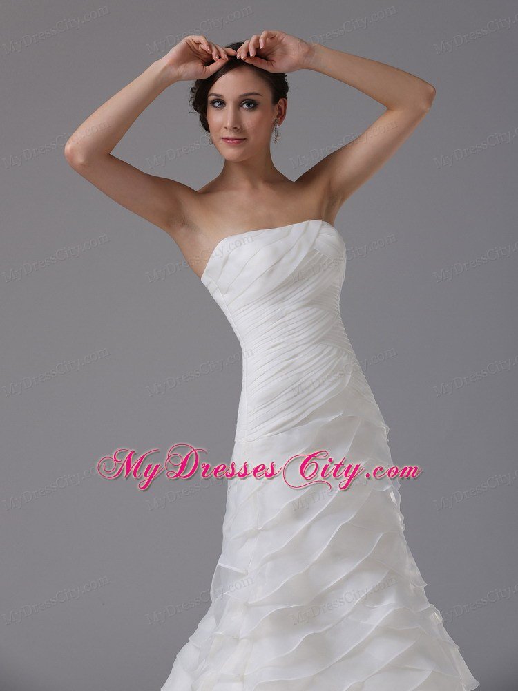 A-line Wedding Dress with Ruffled Layers and Ruched Bodice