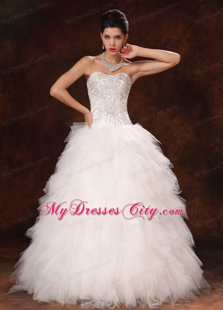 Ruffles Sweetheart Princess Ruffles Chic Garden Wedding Dress with Beading