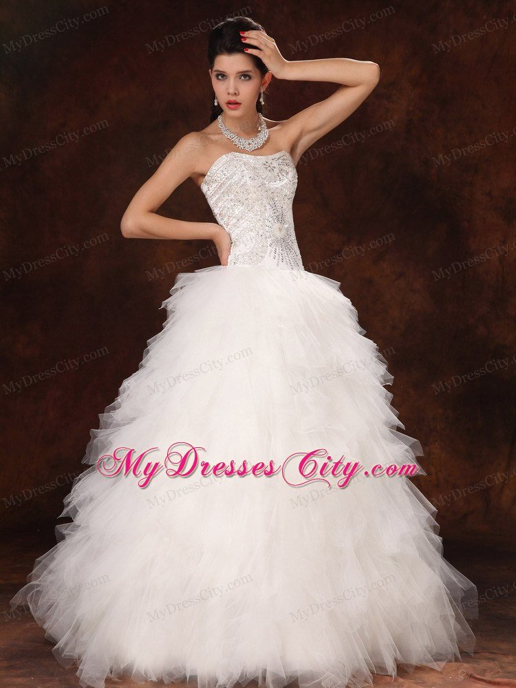 Ruffles Sweetheart Princess Ruffles Chic Garden Wedding Dress with Beading